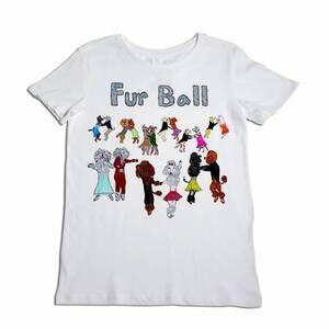 NEW UNFORTUNATE PORTRAIT unisex fur ball crew t-shirt in white